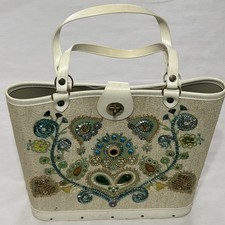 VTG MCM Mid Century ENID COLLINS Inspired JEWELED SEQUINED TOTE PURSE Bag
