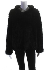 Heartloom Womens Black Faux Fur Open Front Long Sleeve Aria Jacket Size Xl