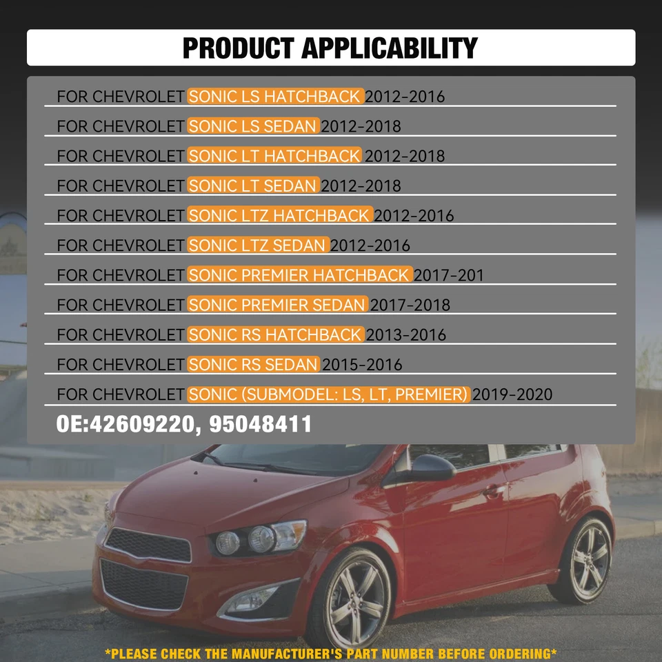 For Chevrolet Sonic 2012-2020 Expansion Tank 42609220 95048411 Reservoir Coolant Foto 2 de 4