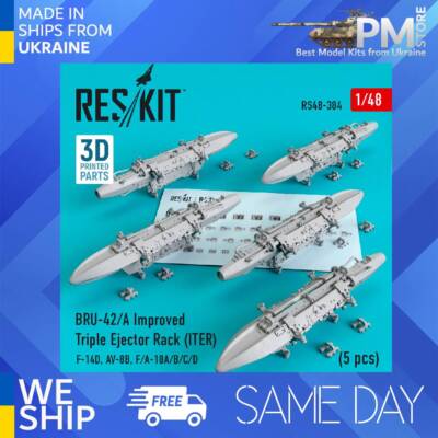 Reskit RS48-0384 - 1/48 BRU-42/A Improved Triple Ejector Rack (ITER) (5pcs)