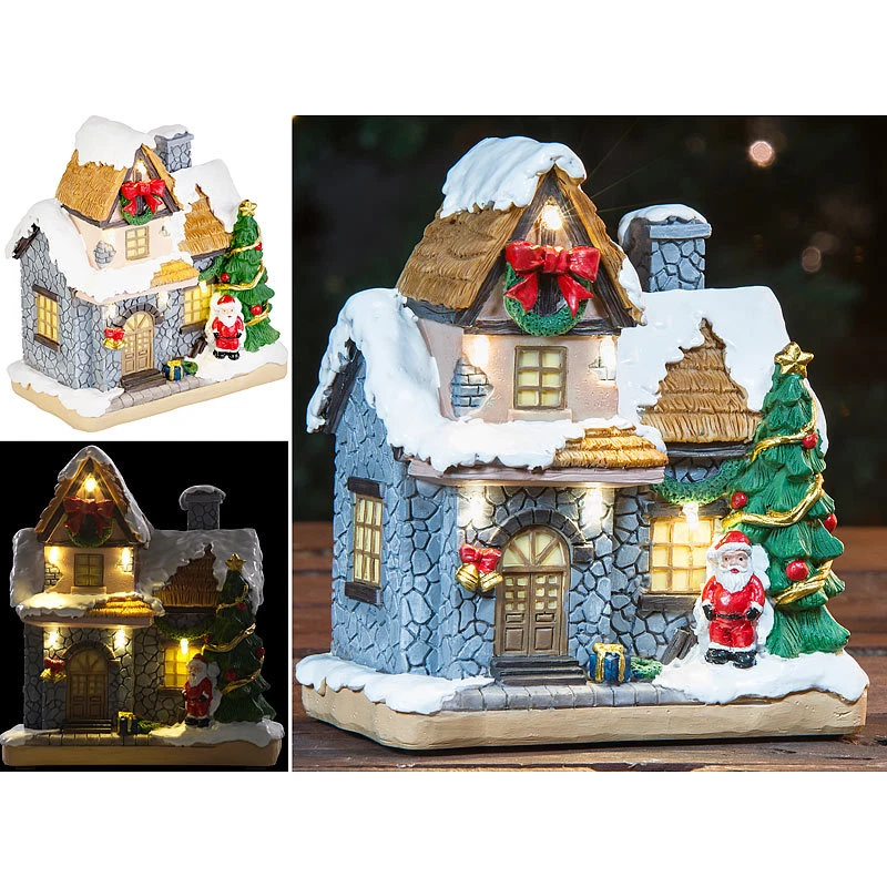 infactory Deko-Weihnachtshaus mit Santa Claus, LED-Beleuchtung, Batteriebetrieb - Bild 4 von 4