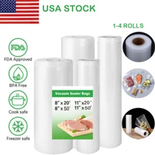 2/4 rolls 8"x50 11"x50 Rolls Vacuum Sealer Bags Food Saver Embossed Bags 4 Mil