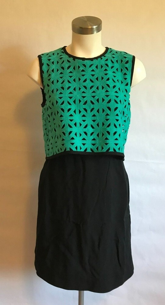 MSGM Teal & Black Dress w/ Woven Upper & Open Back, Size 6 (US), 40 (IT)