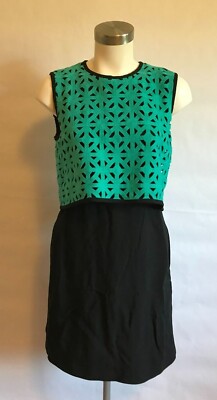 MSGM Teal & Black Dress w/ Woven Upper & Open Back, Size 6 (US), 40 (IT)