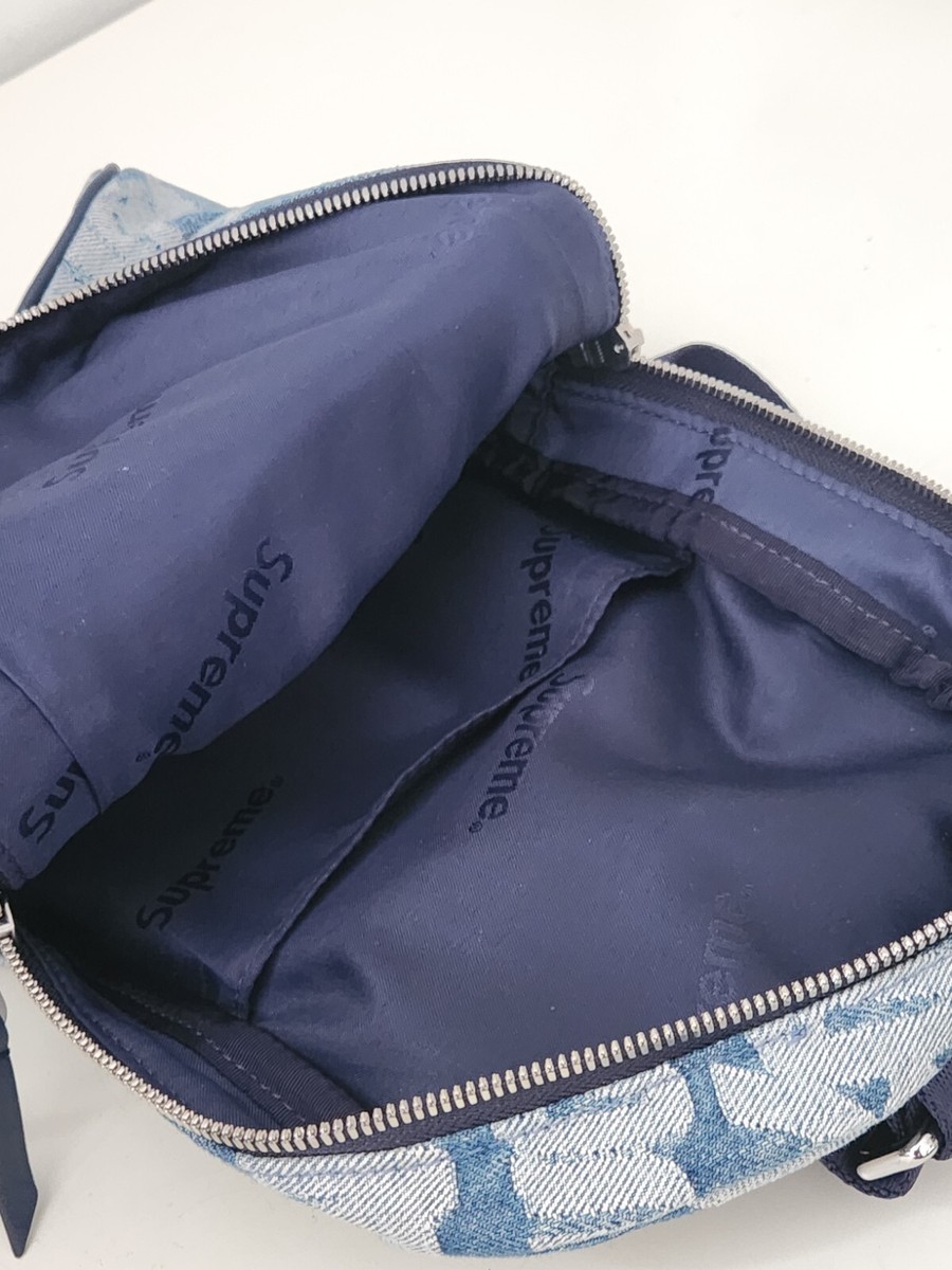 SS22 Supreme Fat Tip Jacquard Denim sling bag Blue Shoulder SS22 Supreme Fat Tip Jacquard Denim sling bag Blue Shoulder