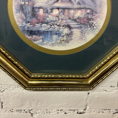 Thomas Kinkade Dual Cottage Prints In Gold-Tone Frame, 22x14” Syroco 1984 - Bild 10 von 14