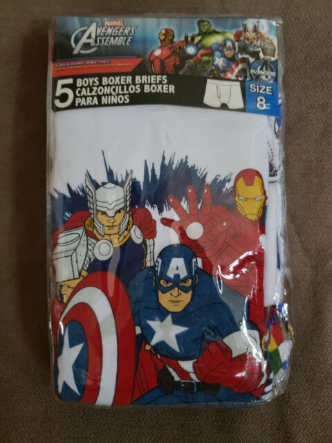 The Avengers,Boys Underwear Assorted 5 Pack Boys Boxer Briefs Size:4