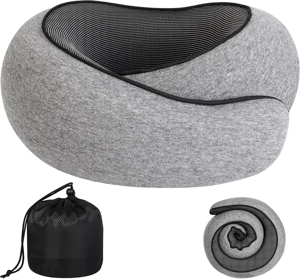 Memory Foam Travel Neck Pillow for Airplanes with 360 Support