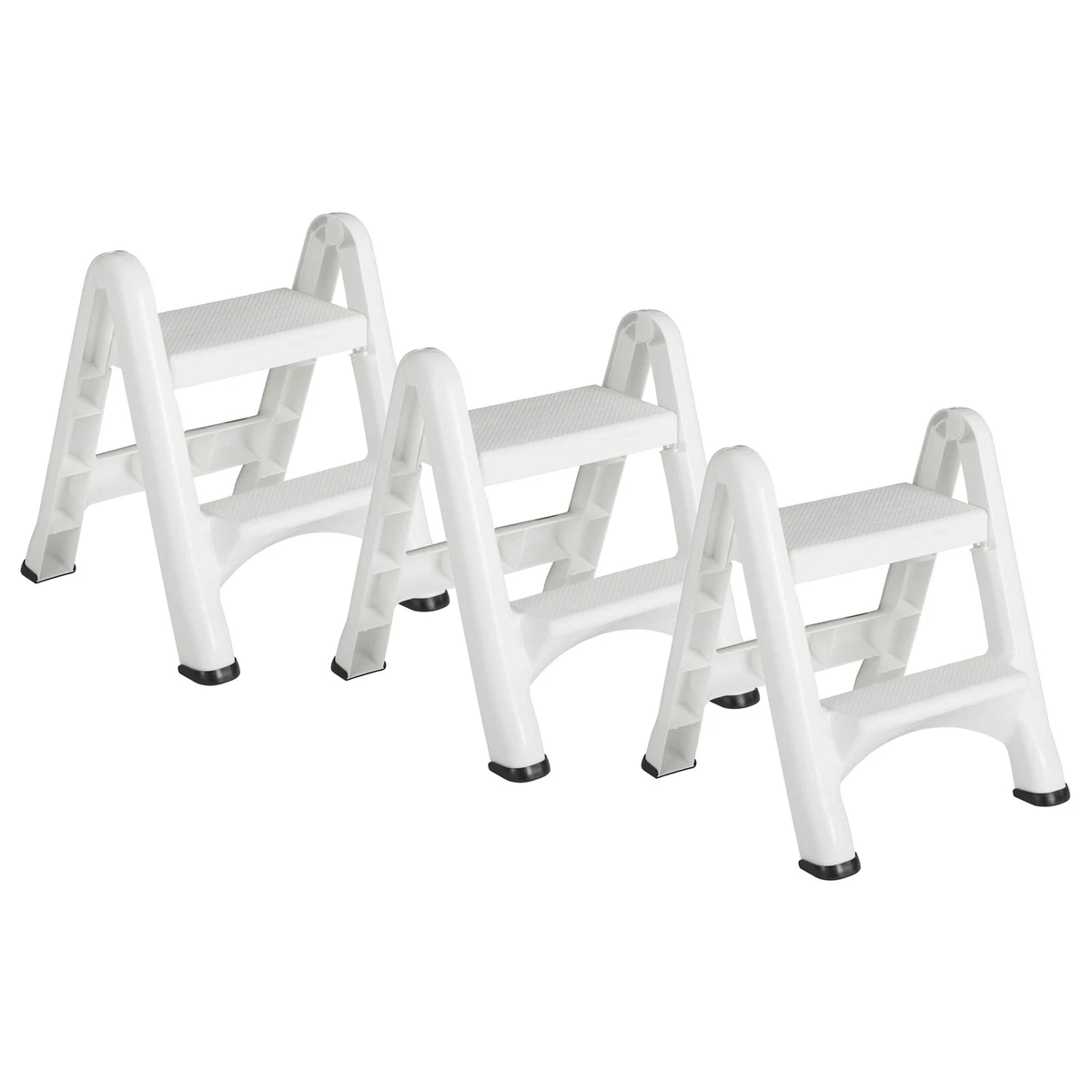 Rubbermaid EZ Step 2 Step Folding Step Stool with Foot Pads White
