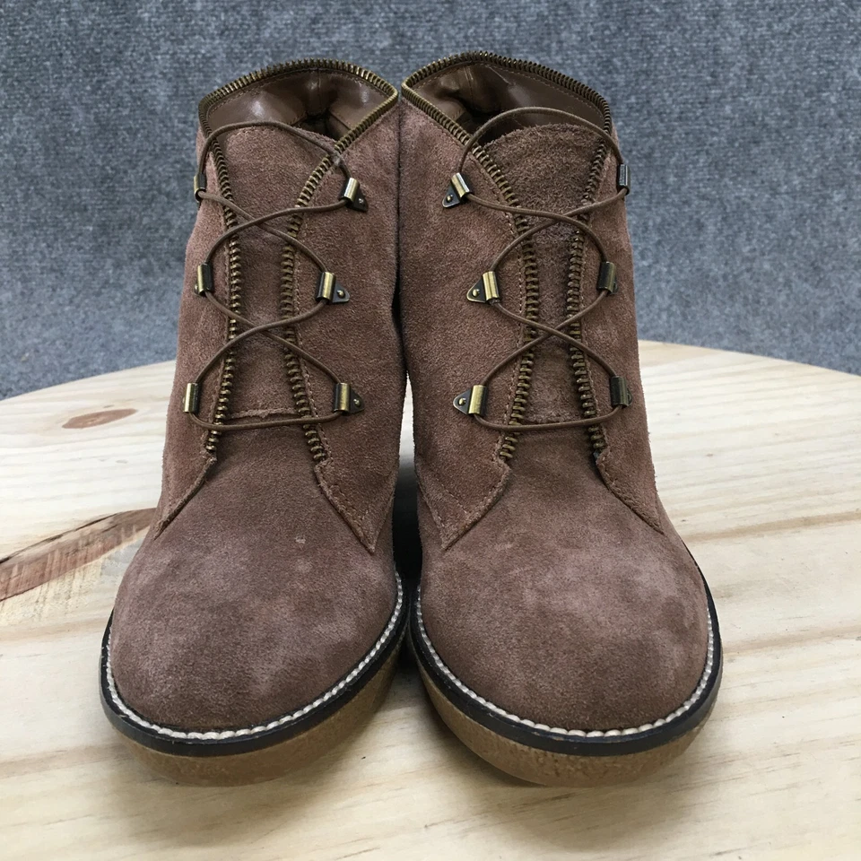 Fergie Boots Womens 7.5 M Ophelia Casual Wedge Ankle Bootie Brown Suede Slip On - Image 4 of 4