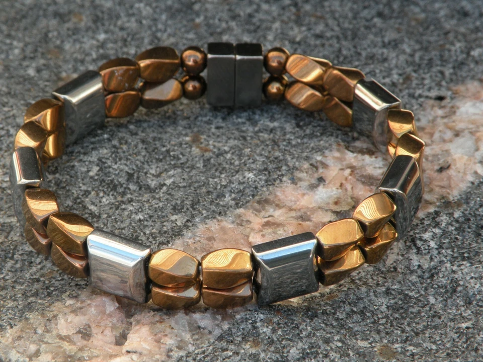 Мужской женский 100% магнитный гематит медь n серебро браслет лодыжки 2 ряда сильный - Изображение 3 из 3