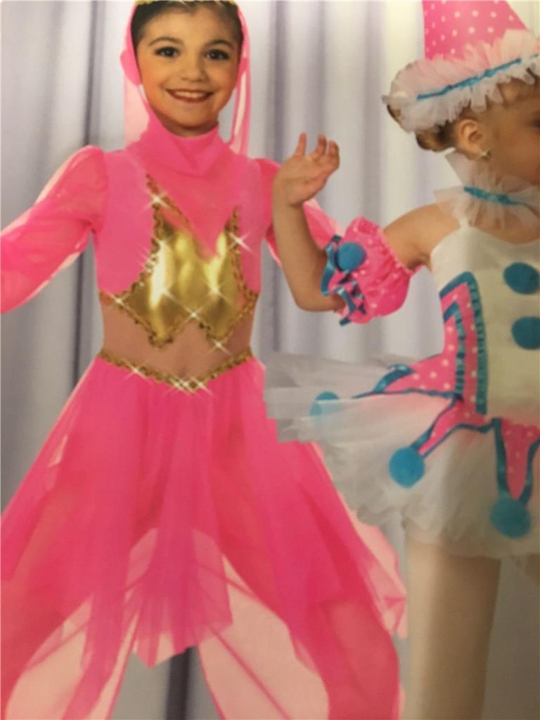 DANCE COSTUME ARABIAN NIGHTS PRINCESS HALLOWEEN MEDIUM CHILD PINK