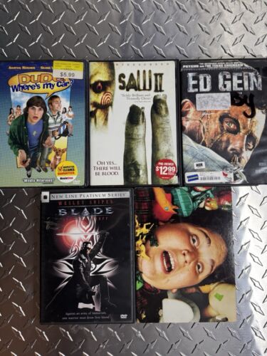 Vintage DVD Lot of 5 (Andy Milonakis, Saw 2, Ed Gein, Dude where’s my car, Blade