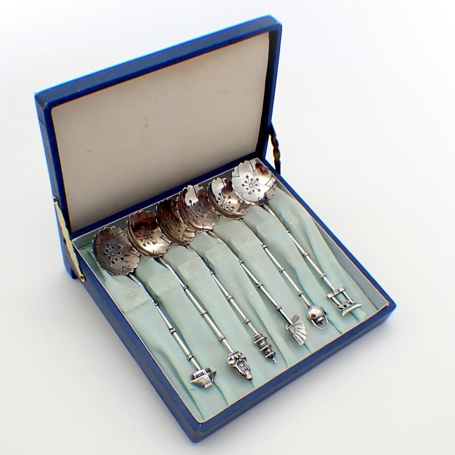 Figural Japanese Coffee Spoons Set Sterling Silver Boxed | eBay