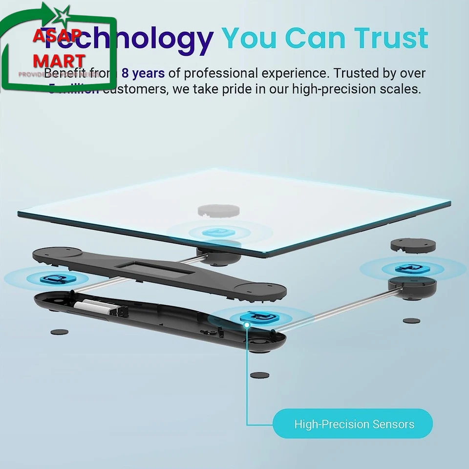 Etekcity цифровые весы для ванной, большой синий ЖК-дисплей с подсветкой - Изображение 2 из 4