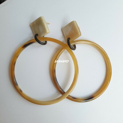 Buffalo Horn Earrings, Natural Vintage Jewelry, Charming Unique Nice Gift