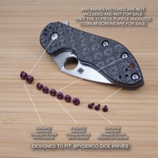 11 pc PURPLE Anodized Titanium Screw Set for Spyderco Domino or Dice (NO KNIFE)