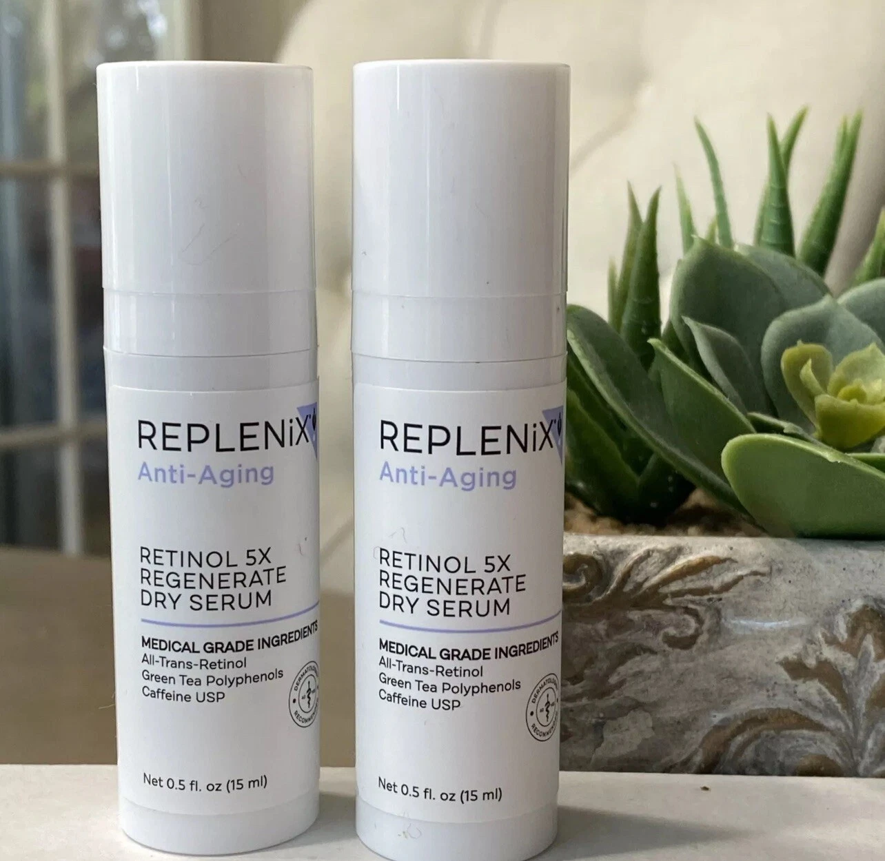 Replenix Retinol 5x Regenerate Dry Serum - 1oz Total ( 2 X 15 ML Each )