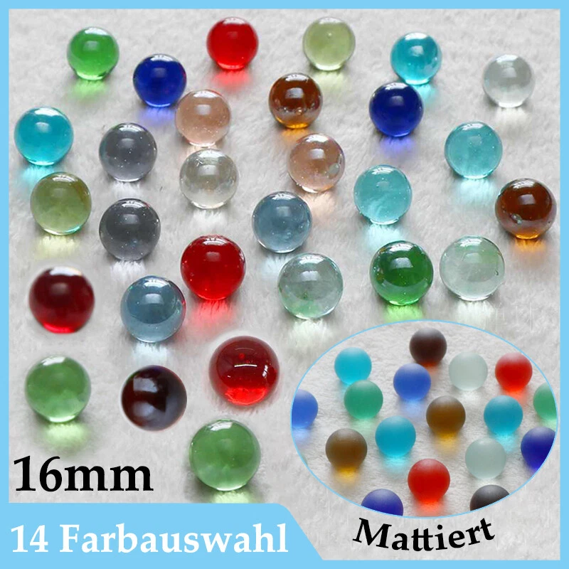 HOMEDIYER 16mm Glasmurmeln Glasperle Murmeln Spiel Glasnuggets Glaskugeln 14 Farbauswahl