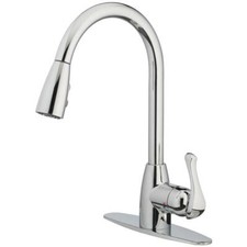 Chrome 1-handle Deck Mount Pull-down Commercial/Residential Kitchen Faucet