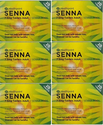 HEALTHPOINT Herbal Senna Tablets Natural Relief 20 Tablets x 6