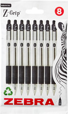 Image of Zebra Z-Grip Ballpoint Pens Black 8pk Retractable Smooth Writing Biro