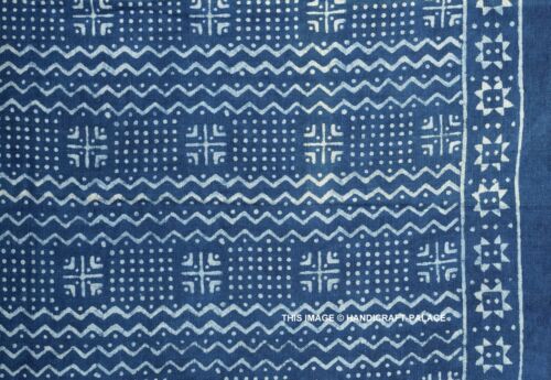 Hand Block Printed 100% Cotton Kilim Tassel Hand Woven Throw Coverlet 50x72 inch - Picture 2 of 4
