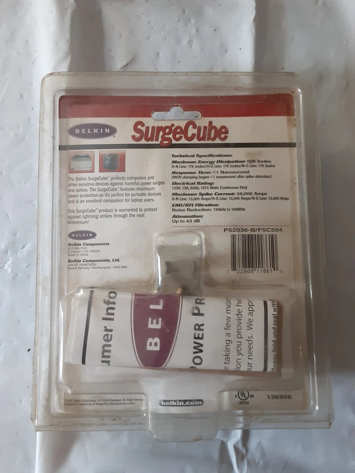 Belkin Master Cube Surgecube Surge Suppressor F5C594 NOS - Image 2 of 2