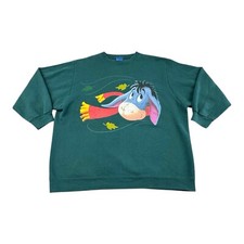 Vintage Winnie The Pooh Eeyore Crewneck Sweatshirt Womens Size XL Green Disney