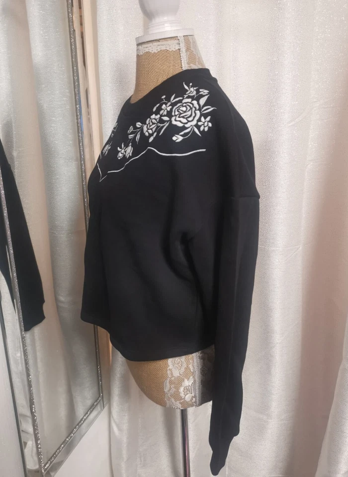 Boohoo Western Jersey Bordado Reino Unido 10 Mujer Invierno Negro Calce Relajado Suéter  Foto 3 de 4