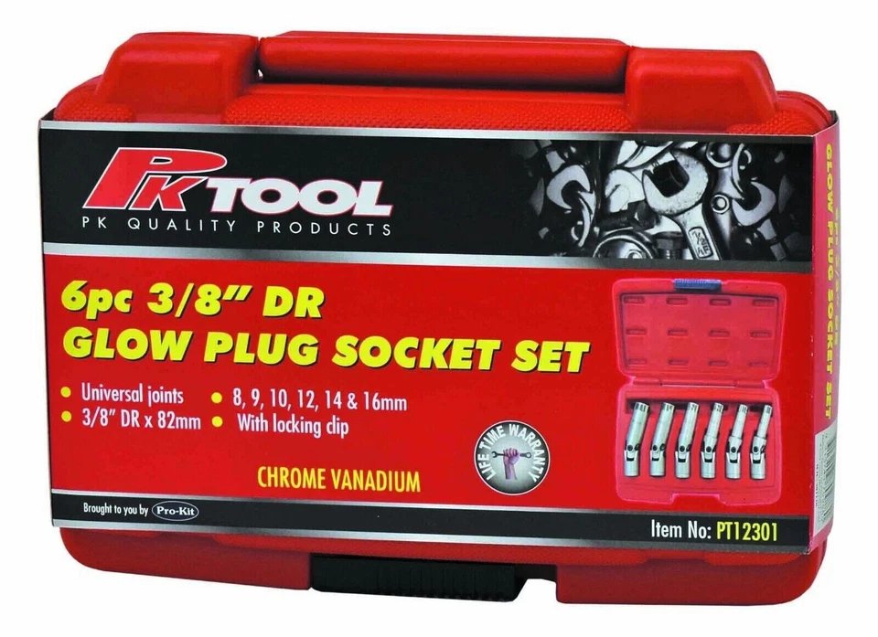 PK 8-16mm 6pc Extra Long Swivel Glow/ Spark Plug Socket Set Wobble Removal Tools - image 2 of 4