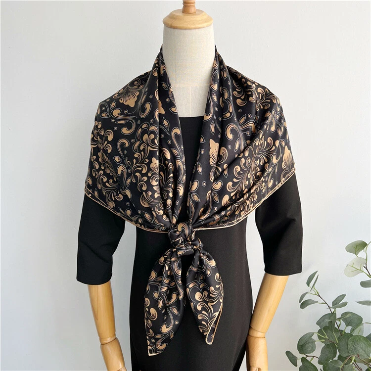 100% Mulberry Womens Silk Large Square Scarf Shawl Wraps Paisley Style Gift 43"