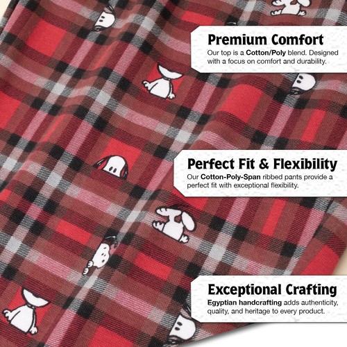 PEANUTS Mens' Cotton Snoopy Family Matching Pajamas 2-Piece Sets for Christmas - Picture 9 of 9