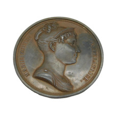 19th Century French Bronze Empress Marie Louise Large Medal Antique 1810