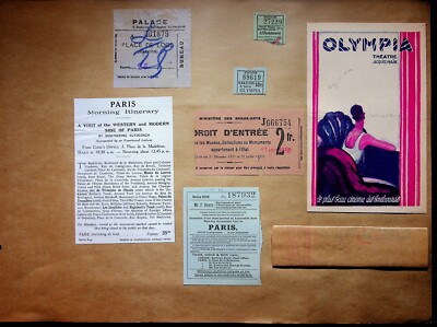 1930s Paris Souvenirs Theatre Ticket Stubs Olympia Palace Eiffel Tower Photos
