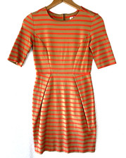Fossil Sheath Mini Dress Womens XSmall Orange Tan Stripe Stretch Work Office