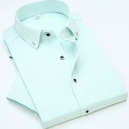 New Men's Dress Shirts Short Sleeves Formal Slim Fit Summer Casual Shirts Tops - Picture 2 of 11