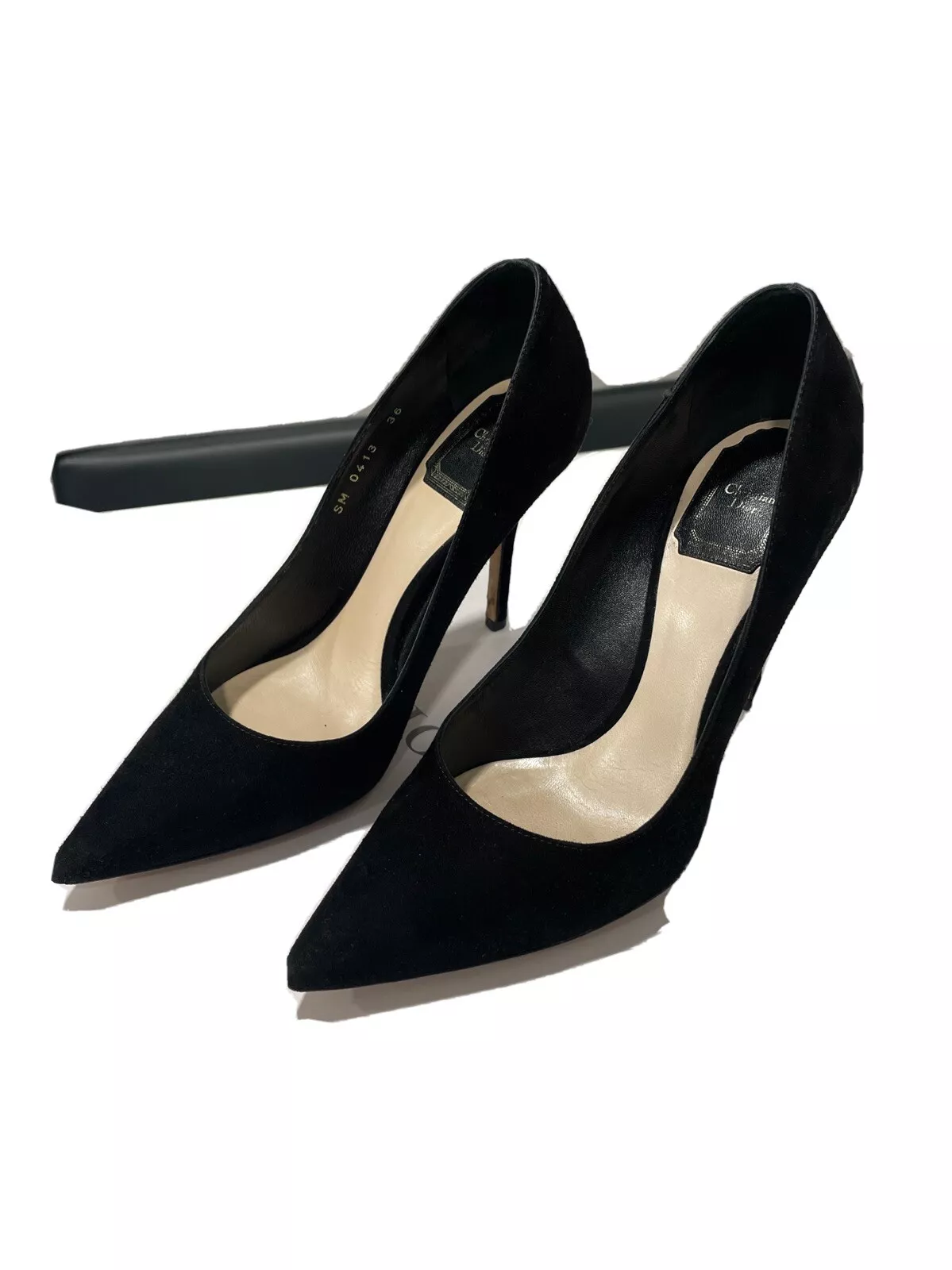 Escarpins pointus authentiques Christian Dior Cherie en daim noir, taille 36EU/5,5US