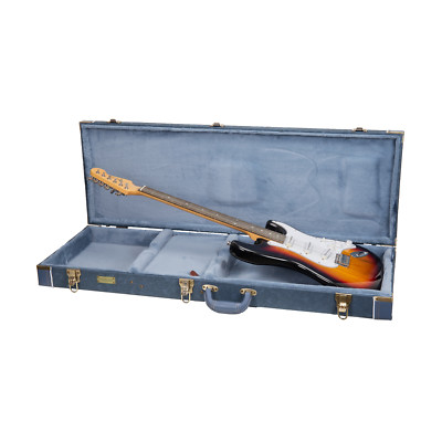 Crossrock Holzkoffer für E-Gitarren, Fender Telecaster & Stratocaster Rauchblau