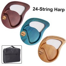 24-String Harp Lyre Harp Solid Wood Mahogany Lyre Harp With Pick Strings Bag
