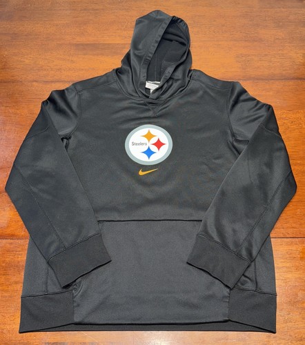 NIKE WOMENS PITTSBURGH STEELERS THERMA FIT SZ XL NFL TAILGATE PULLOVER HOODIE