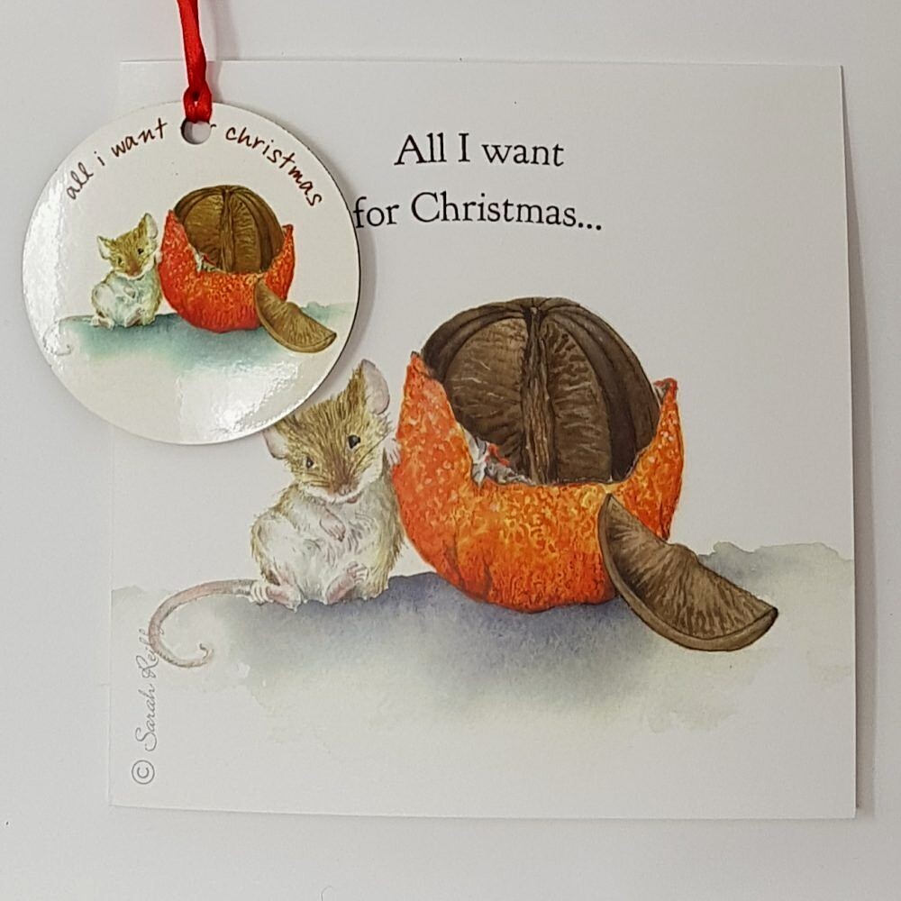 All I want for Christmas Mouse Bauble Card Christmas Sarah Reilly Love Country.