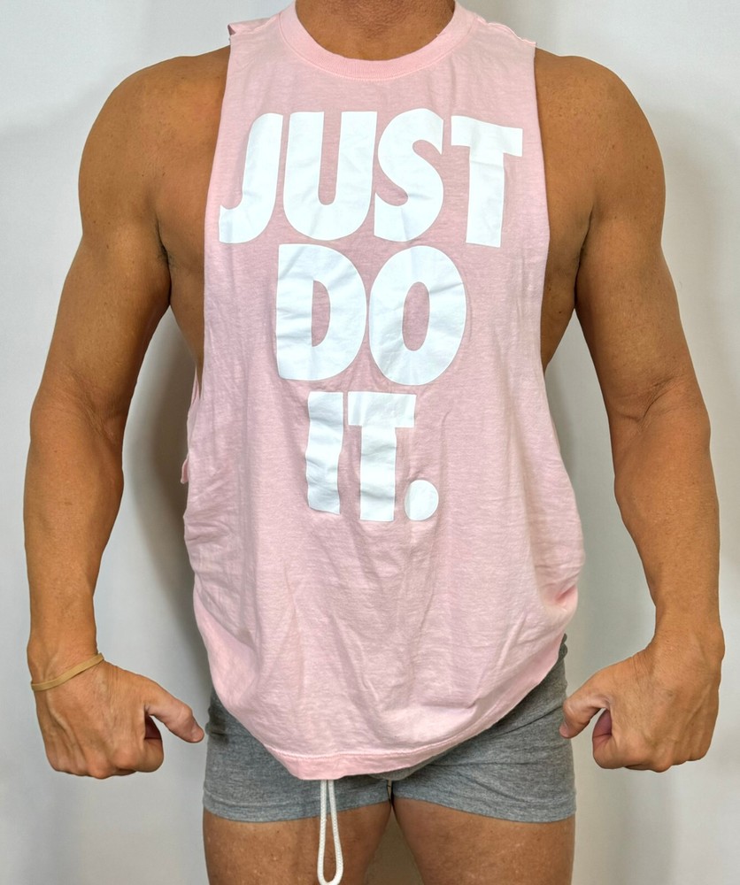 mens - NIKE workout shirt - M - MUSCLE CUT - JUST DO IT - Athletic Fitness Gear