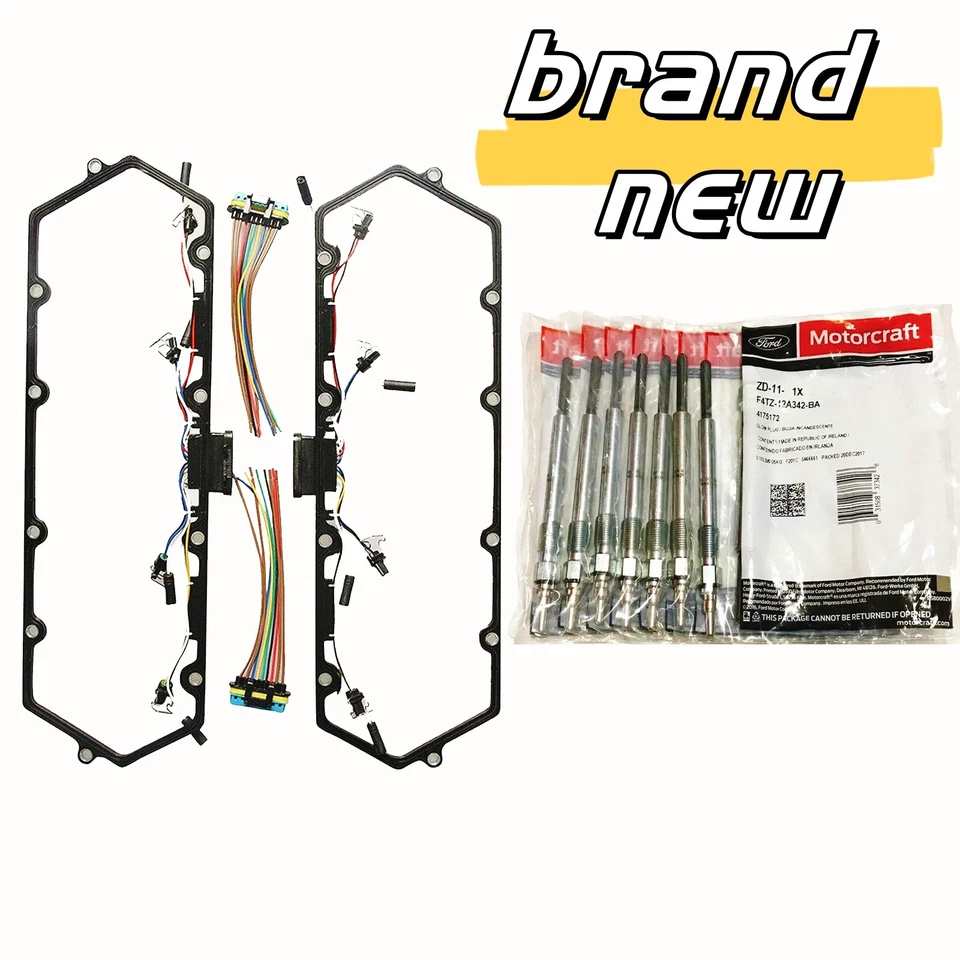 Powerstroke Diesel Valve Cover Gaskets Harness & 8 Glow Plug for 98-03 Ford 7.3L - Image 2 of 4