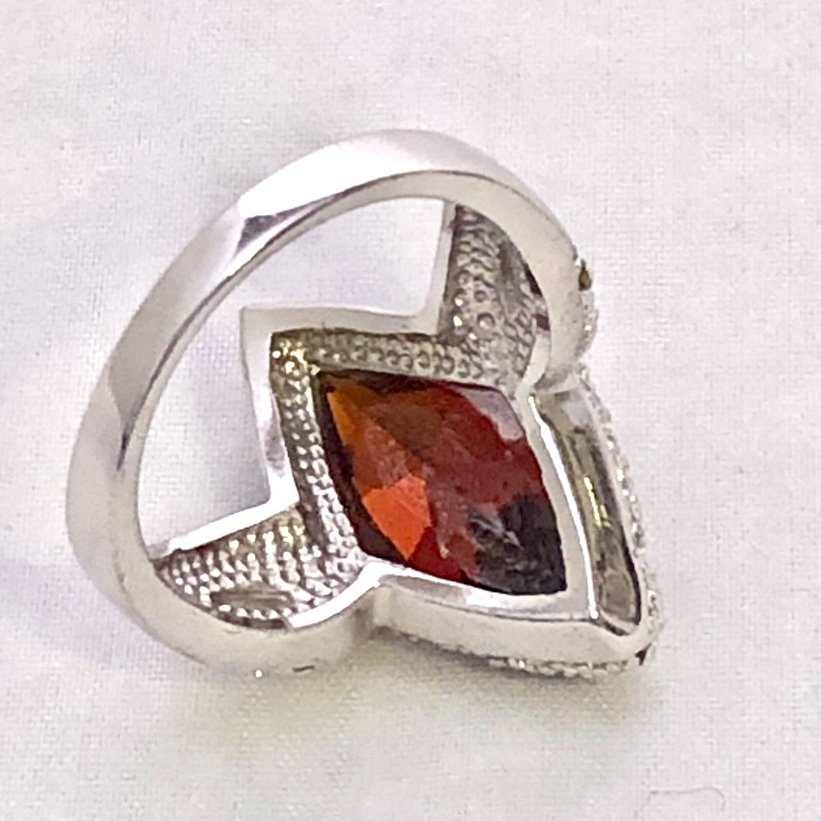 Faux Ruby Marcasite Statement Ring Boho Bold Runw… - image 2