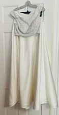 Beautiful Cream 2-Piece Corset Dress Prom Beaded Embellished long skirt size 4
