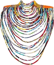 Women'S Handmade Necklaces Ankara Kente Necklace Long Multi Strand African Wax C