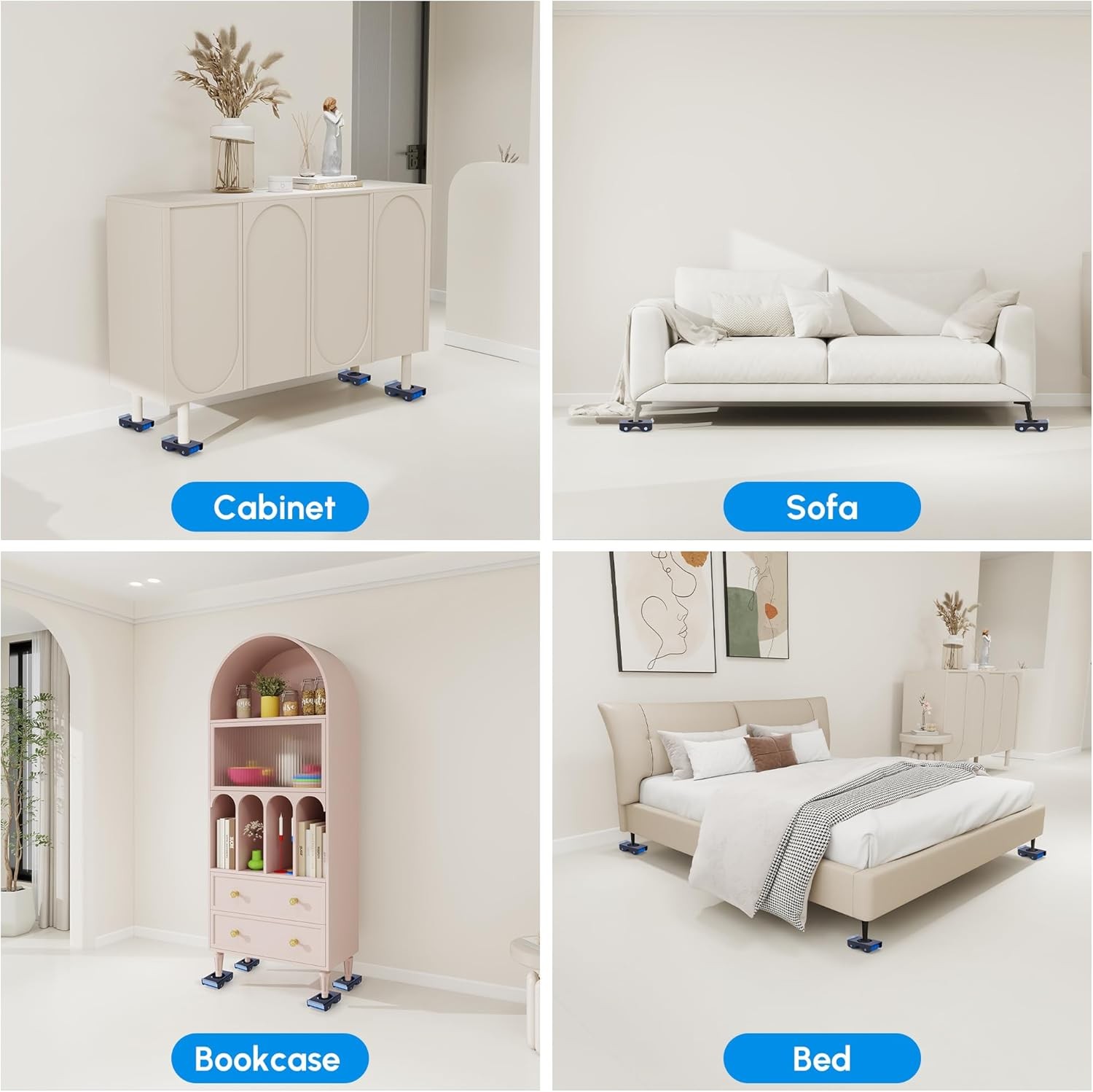 Furniture Sliders Furniture Movers with Wheels 700LBS- 4 Metal Slider with An...