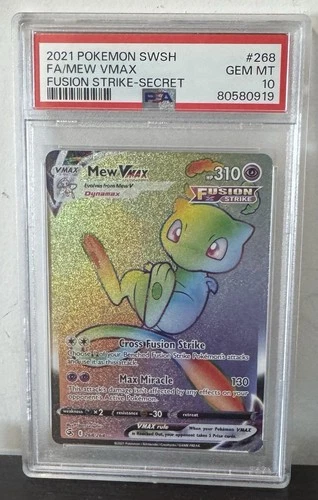 2021 Pokemon Mew VMAX Secret Rare 268/264 Swsh08: Fusion Strike PSA 10 Full Art