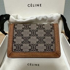 Y2K CELINE Triomphe Canvas Card Case Pass Case Portafoglio Italia Vintage...